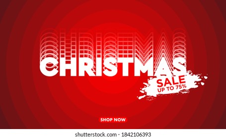 Christmas sale with red paper cut background template.
