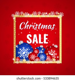 Christmas Sale, Red Vector Banner.