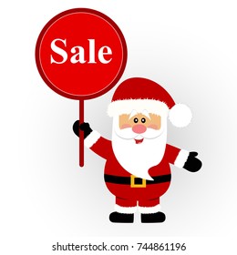  Christmas sale, Santa Claus with banner. Santa with a sign. Vector illustration.