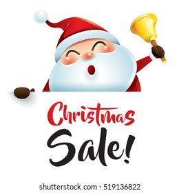 Christmas Sale! Santa Claus with jingle bell.