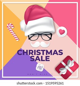 Christmas Sale with Santa Hat in Stylish Design