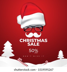 Christmas Sale with Santa Hat in Stylish Design