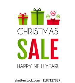 Christmas Sale Season Design Template. Paper Art. Vector illustration