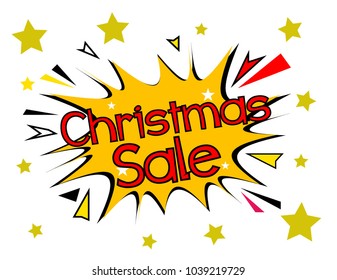 christmas sale, sign with comic cloud or bubble