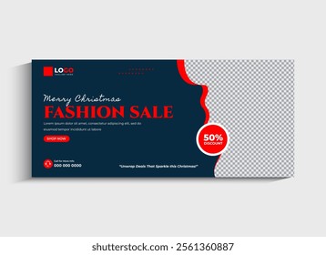 Christmas sale social media cover template or web banner template