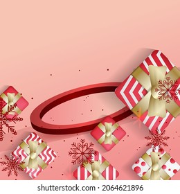 Christmas sale social media post template with space for text or product photo. Flat design vector. Usable for social media, banner and web internet ads