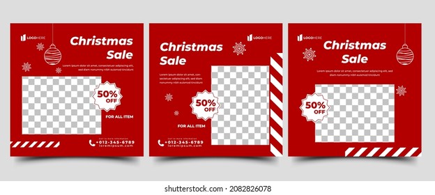 Christmas Sale Social Media Post Template Design