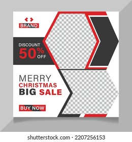 Christmas Sale Social Media Post Template Design And Winter Festival Sale Promotion Banner