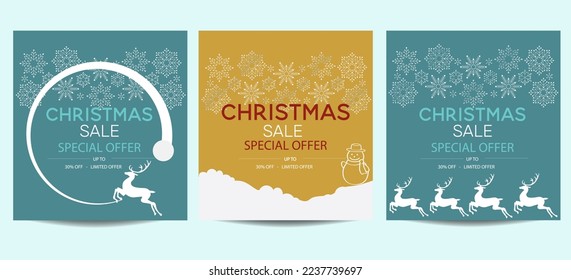 Christmas sale social media post template banner. Usable for social media, banner, ads and online advertisement