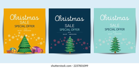 Christmas sale social media post template banner. Usable for social media, banner, ads and online advertisement