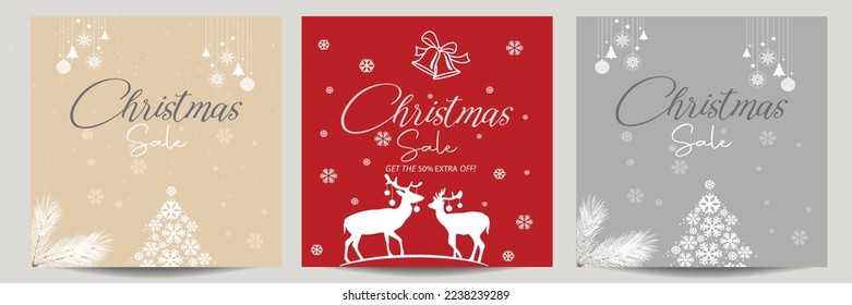 Christmas sale social media post template banner. Cover banners for social media, banners, ads, and online advertisement