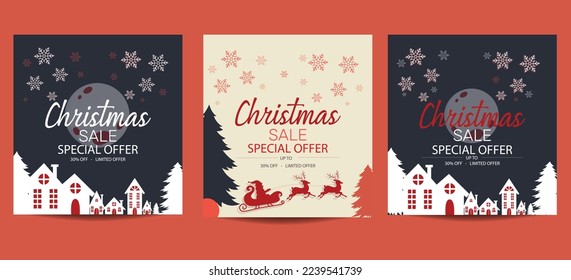 Christmas sale social media post template banner. Usable for social media, banner, ads and online advertisement