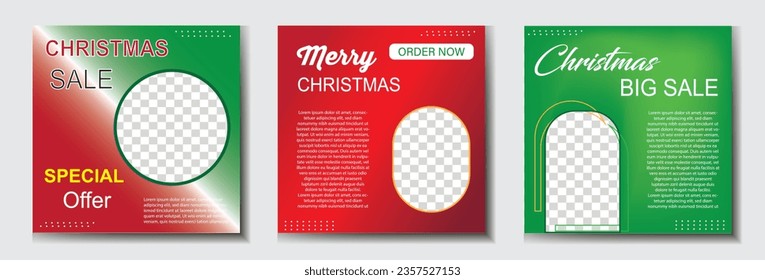  Christmas sale social media post template design collection.