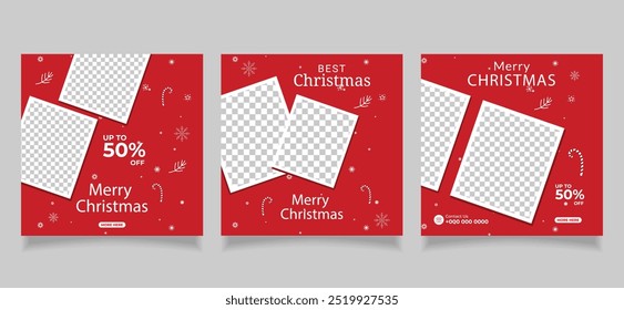 Christmas sale social media post template square web banner design