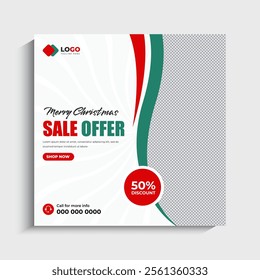 Christmas sale social media post template or web banner template
