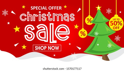 Christmas Sale Special Offer Banner, 50% Off, 