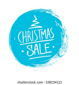 Christmas Sale. Special offer banner with handwritten text design and circle brush stroke background for business, promotion and advertising. Vector illustration.