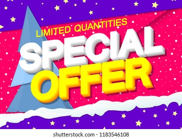 Christmas Sale, Special Offer, poster design template, Xmas discount banner, vector illustration