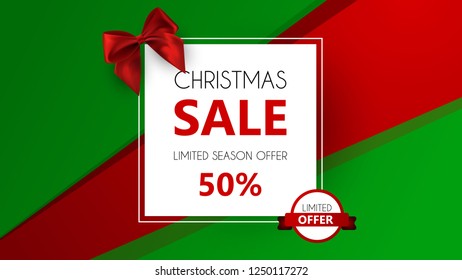 Christmas Sale, Special Offer, poster design template, Xmas discount, 50% off, vector illustration