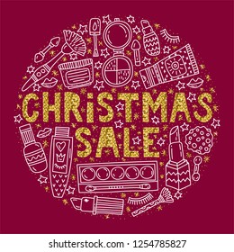 Christmas sale. Special offer promotional poster vector illustration