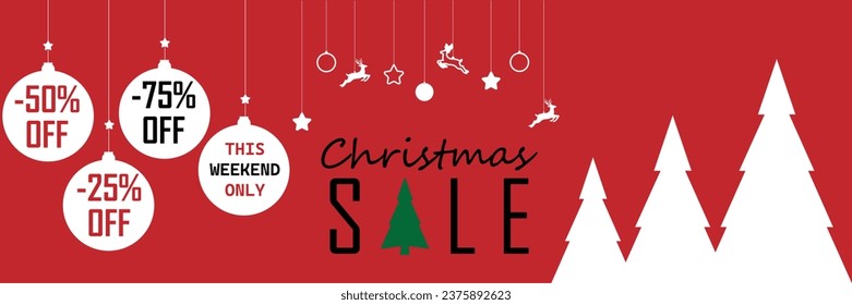Christmas Sale. Special offer vector tag. New year holiday card template. Shop market poster design. Discount