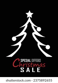 Christmas Sale. Special offer vector tag. New year holiday card template. Shop market poster design. Special offer
