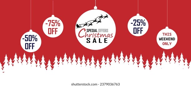 Christmas Sale. Special offer vector tag. New year holiday card template. Shop market poster design. Special offer