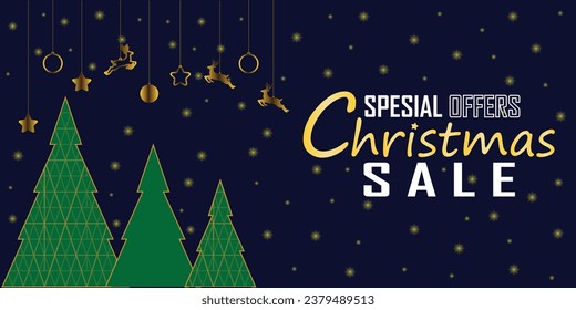 Christmas Sale. Special offer vector tag. New year holiday card template. Shop market poster design. Discount