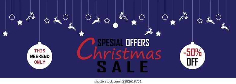 Christmas Sale. Special offer vector tag. New year holiday card template. Shop market poster design. Discount