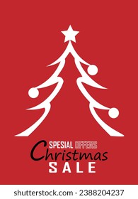 Christmas Sale. Special offer vector tag. New year holiday card template. Shop market poster design. Special offer
