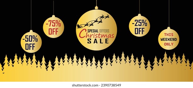 Christmas Sale. Special offer vector tag. New year holiday card template. Shop market poster design. Special offer