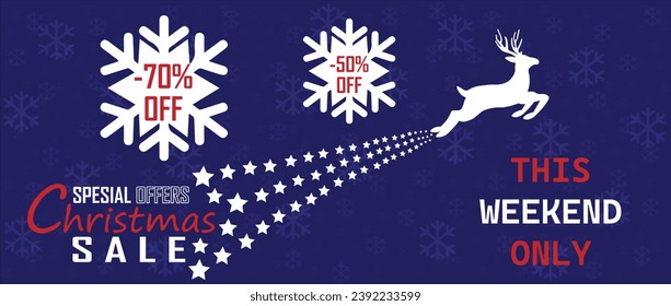 Christmas Sale. Special offer vector tag. New year holiday card template. Shop market poster design. Special offer