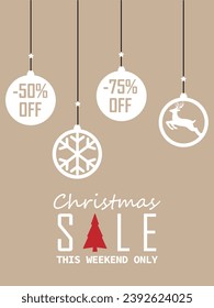 Christmas Sale. Special offer vector tag. New year holiday card template. Shop market poster design. Discount