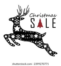 Christmas Sale. Special offer vector tag. New year holiday card template. Shop market poster design. Special offer