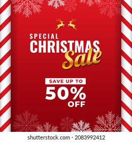 Christmas sale square banner design. Usable for social media post, banner, background, card, and flyer.