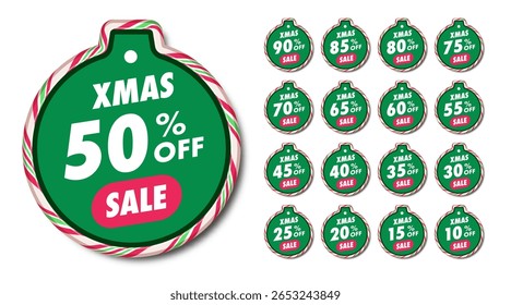 Christmas sale sticker collection candy cane style