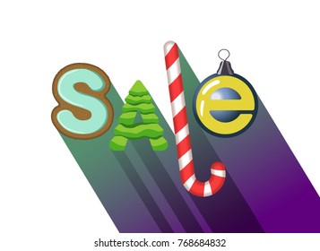 Christmas sale sticker flat shadow vector