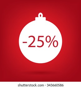 christmas sale sticker tag, 25 percent discount