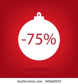 christmas sale sticker tag, 75 percent discount
