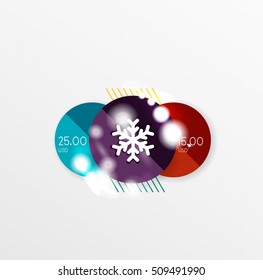 Christmas sale stickers, circle banners