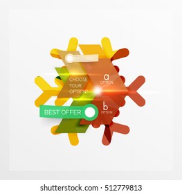 Christmas sale stickers and labels. Paper infographic template with snowflake