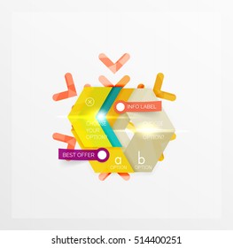 Christmas sale stickers and labels. Paper infographic template with snowflake