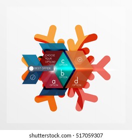 Christmas sale stickers and labels. Paper infographic template with snowflake