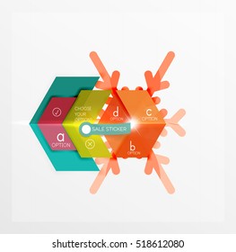 Christmas sale stickers and labels. Paper infographic template with snowflake
