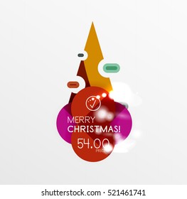 Christmas sale stickers with sample promo text on geometric shapes - circles