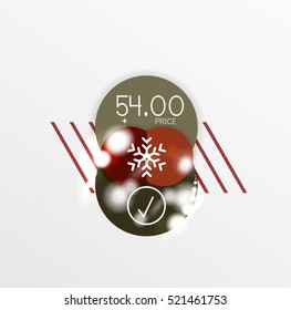 Christmas sale stickers with sample promo text on geometric shapes - circles