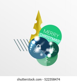 Christmas sale stickers with sample promo text on geometric shapes - circles