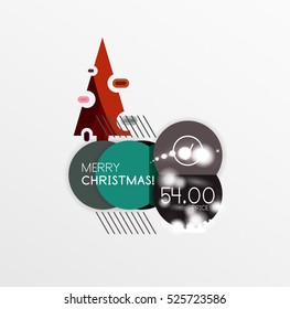 Christmas sale stickers with sample promo text on geometric shapes - circles