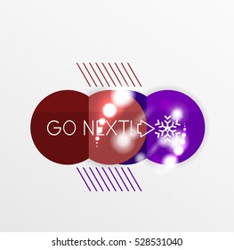 Christmas sale stickers with sample promo text on geometric shapes - circles