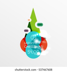 Christmas sale stickers with sample promo text on geometric shapes - circles